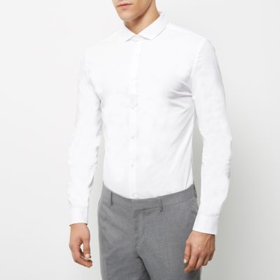 White formal skinny stretch shirt